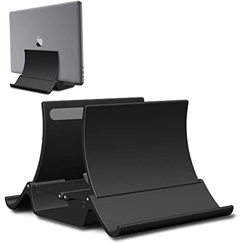 btrfe Vertical Laptop Stand, Desktop Stand Holder with Auto-Adjustable Dock Width, Compatible All MacBook/Surface/Samsung/HP/Dell/Chrome Book (Black) Cover