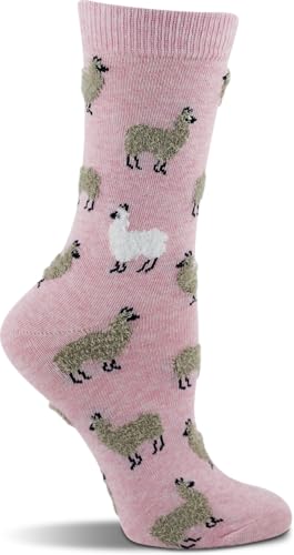 WHD Llama Socks 1-Pack Fuzzy Llamas (Pink Heather Medium)