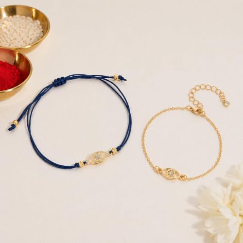 Image of Salty Rakhi for Brother & Bhaiya Bhabhi | Wrist Band Gift Pack for Sister, Bro, Bhaiya and Bhabhi | Bracelet for Men, Women | Fancy Jewellery Combo Gifts | Gift for Rakshabandhan | Traditional Rakhi Gift