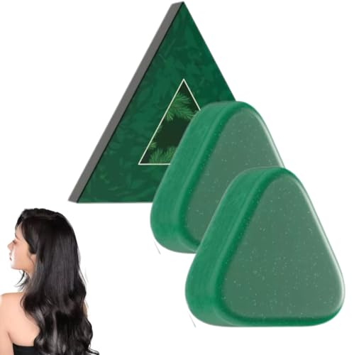 Champú sólido Nature Triangle, champú Green Soap, champú sólido con agua de arroz glutinoso. Limpieza y fortalecimiento capilar suave para mujeres y hombres (2 piezas)