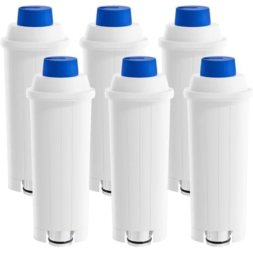 Lot de 6 filtres à eau de remplacement pour machines à café Delonghi – Compatibles avec Delonghi Magnifica S, Dinamica, Eletta Explorer, ECAM, ETAM, BCO, filtre DLSC002 – Filtre à eau pour