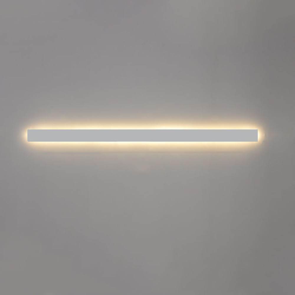 HCZKIUJY Modern Minimalist White Wall Mounted Bathroom Light with Black Linear Long Strip Hardwired Wall Sconce for Hallway Bedroom Living Room Kitchen 6 Lights (White-60Cm-3000K)