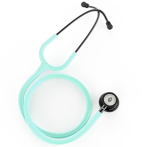 BJÖRN HALL Matte Black Turquoise Stethoscope & Case | Adult Dual Head Classic Chestpiece | Lightweight Design 5.9oz | Length 26in | Perfect for CMA Cardiac Med Student Nurse | Mint Teal Tubing MBGT