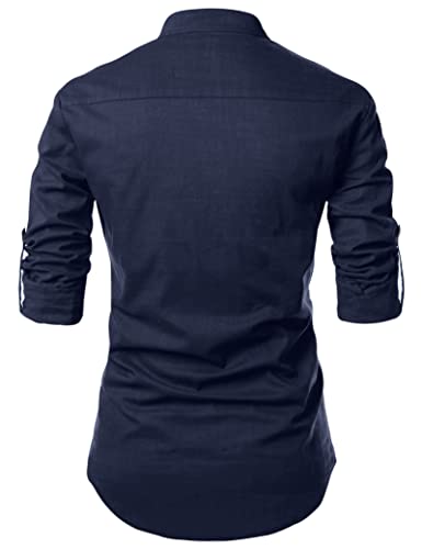 Image of Zombom Men's Solid Cotton Polyester Blend Casual Regular Fit Mandarin /Chinese Collor Full Sleeve Kurta Shirt for Men