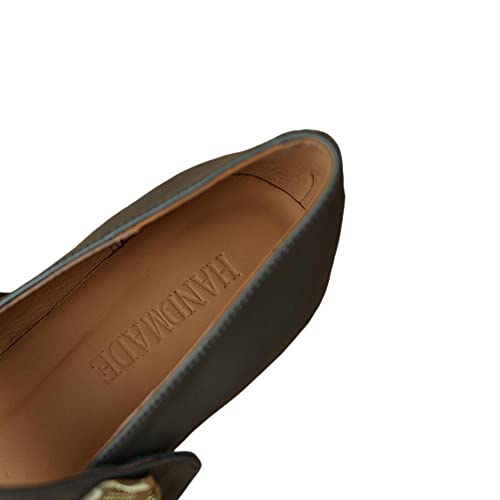 TinaCus Women's Genuine Leather Handmade Square Toe Flat Heel Mary Jane Dress Shoes3