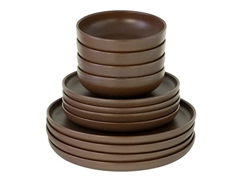 creaTable, Uno Braun, 12-teiliges Teller Set aus Steinzeug – Ansicht 4