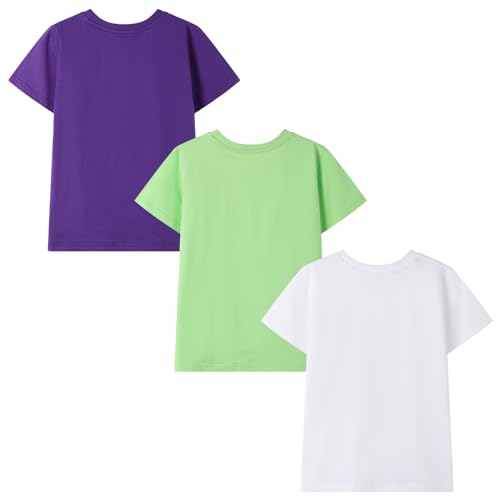 Image of HILEELANG Girl T-Shirts Short Sleeve Graphic Tees Cotton Casual Summer Tops Shirts Packs