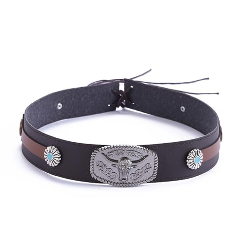 ZEPFJHE Banda de sombrero para sombreros de vaquero, cinturón de repuesto para sombrero de paja occidental, sombreros de vaquero occidental para hombres y mujeres, Fedora con cinturón de hebilla