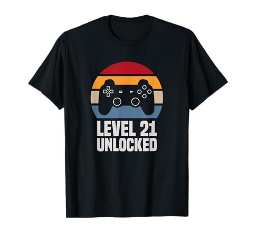 Level 21 Unlocked 21º Cumpleaños 21 Años Videojuego Camiseta