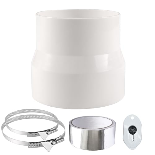 URHRHU Reduzierstück für Dunstabzugshaube Rundrohr Adapter 100mm auf 115mm mit 2 Edelstahl Schlauchschellen Abluftschlauch Adapter für Lüftung Rundrohr Lüftungskanal