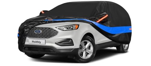 Holthly Strapazierfähige SUV-Autoabdeckung, passgenau für Ford Edge (2006-2024), Allwetter-, Outdoor-Autoabdeckungen für Autos, wetterfest, wasserdicht, winddicht, Sonne, Regen, Staub, Schneeschutz,