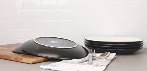10 Strawberry Street Two Tone Coupe 8” Salad Plate Set Of 6, Black/White #TOP2