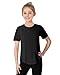 JOCMIC Girls Athletic Shirts Short Sleeve Quick Dry T-Shirt UPF 50+ Basic Tee Tops for Kids Teens Sports Activewear Black 13-14 Years