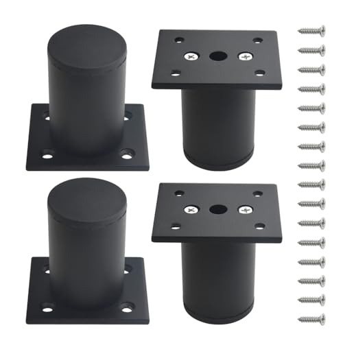 WMYCONGCONG Lot de 4 Pieds d'armoire Pieds de Meuble en métal Cuisine Pieds réglables Rond Noir Canapé Table Table Support Pieds 60 mm