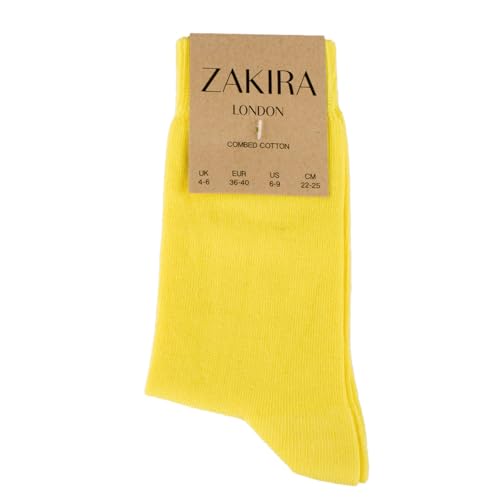 ZAKIRA Finest Combed Cotton Dress Socks in Plain Colours for Men, Women