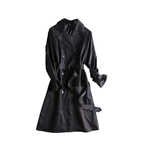 Manteau femme kaki long classique avec ceinture ajustée vêtement chaud noir taille L