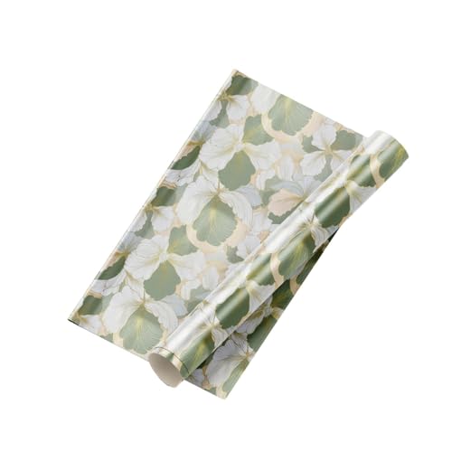 Image of KBR Elegant Green & White Floral Wallpaper (45 x 300 cm) - Flower Pattern Peel & Stick Self-Adhesive Wall Covering with Soft Botanical Design for Roll for Living Room, Bedroom & Hallway Decor