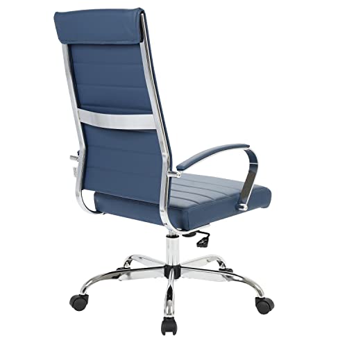 Leisuremod Benmar Modern High-Back Adjustable Swivel Leather Office Chair, Navy Blue #TOP3