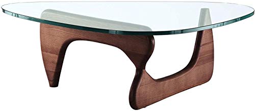 eMod - Modern Coffee Table Triangle Glass Top Premium Wood Base (Light Walnut)