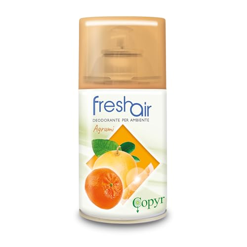 Copyr Fresh Air Agrumi - Deodorante Ambiente Aerosol dalla Fragranza Agrumata e Delicata, 1 Bombola Spray da 250 ml - Profumatore per Ambienti Interni, Uffici, Ho.Re.Ca - Elimina Odori fino a 100 m3