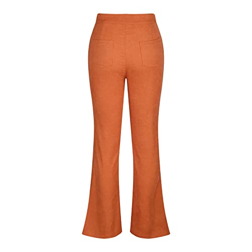 Women Corduroy Flare Pants Elastic High Waist Bell Bottom Trousers Vintage Baggy Wide Leg Flare Pants Long Sweatpants3