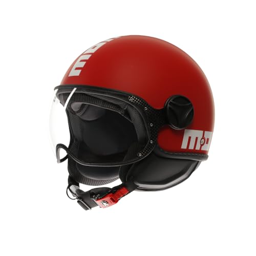 MOMODESIGN - FGTR CLASSIC E2206, Casco Jet, Casco Aperto per Moto e Scooter, per Uomo e Donna, Candy Rosso Opaco/Bianco, S