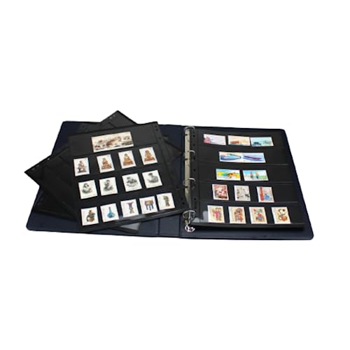 PCCB MINGT 4-Ringe Binder PU Leder Sammlung Album Cover für Banknoten Briefmarken Papier Geld Münzen Sammeln und Zubehör (Blau)