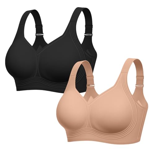 Image of LetsJoli Bras for Women Supportive Wireless Push Up Bra Full Coverage No Underwire Seamless Plus Size for Older Women