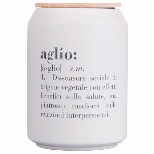 Villa d'Este Home Tivoli Victionary - Tarro para ajos, 1600 ml, de gres, tapa de bambú