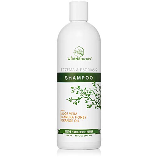 Wild Naturals Eczema Psoriasis Shampoo : 98% Natural, 80% Organic, Sulfate Free, Soothing, Anti Dandruff, Flaky, Itchy, Dry Scalp Treatment Soap for Seborrheic Dermatitis, Moisturizing, Unscented 16oz