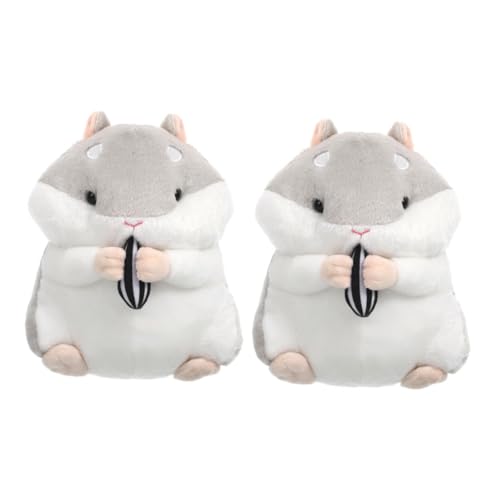 Abaodam 2 Piezas Juguetes De Peluche para Estatuilla De Hámster Animal De Peluche De Hámster Juguetes para Hámster Falso Juguete De Peluche De Hámster Relleno Algodón Grey
