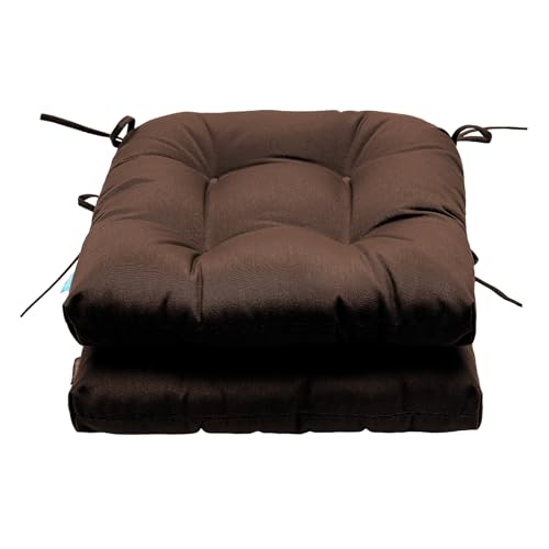 Image of QILLOWAY Outdoor Patio Cushions Set of 3, Wicker Furniture Cushions with Ties, Waterproof Loveseat & Seat Cushions for Patio Bench, Porch Chair, Outdoor Replacement Cushions, Coffee