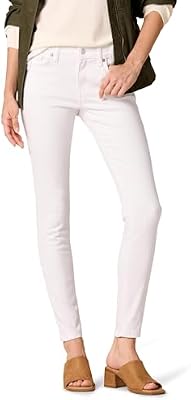 Amazon Essentials Women's Mid-Rise Stretchy Skinny Denim Jeans, 5-Pocket, White, 12