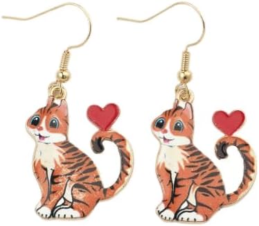 Cute Cat Heart Drop Earrings – Enamel Alloy Charm Jewelry for Everyday Wear and Gifts