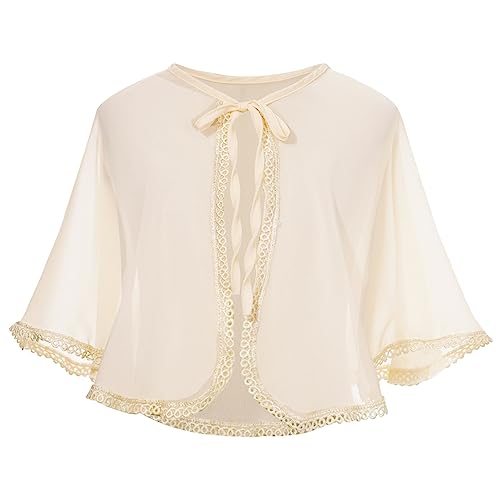 Girls Chiffon Bolero Cardigan Shrugs Kids Sheer Lace-up Shawl Top