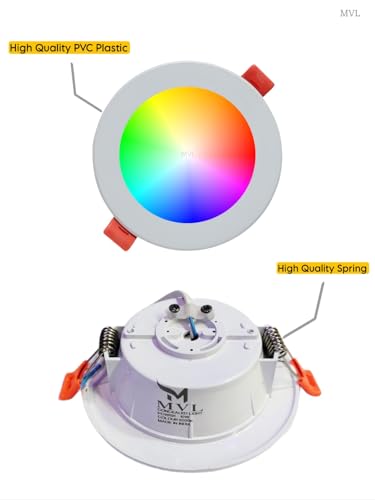 Image of MVL 9 Watt LED Regular Size Round Down Light | Celing Fixture Lamp ((Red /Pink /Blue /Yellow /Violet /Green /Sky Blue /White, Pack of 16)