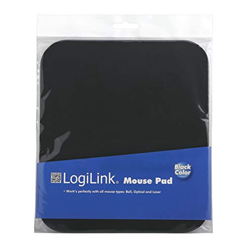LogiLink ID0096 - Mauspad 220 x 250 x 3 mm für alle Maustypen (Kugel, Optisch, Laser) mit stark haftender Unterseite für optimalen Halt, Farbe: Schwarz