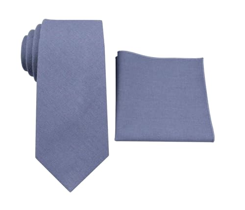 Image of Mens Linen Tie Set - Solid Necktie with Pocket Square