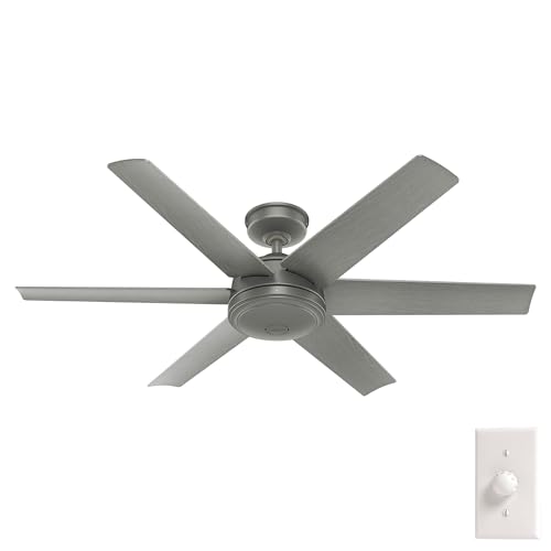 Image of Hunter Jetty, Outdoor or Indoor, Ceiling Fan, 52 inch, Matte Silver