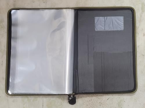 Image of Filemate Executive A3 Zippered Document Portfolio Bag - Faux Crocodile Rexine File Folder with 20 Clear Sleeves, Internal Pockets, and Zipper - Organizer for Artists, Architects & Professionals