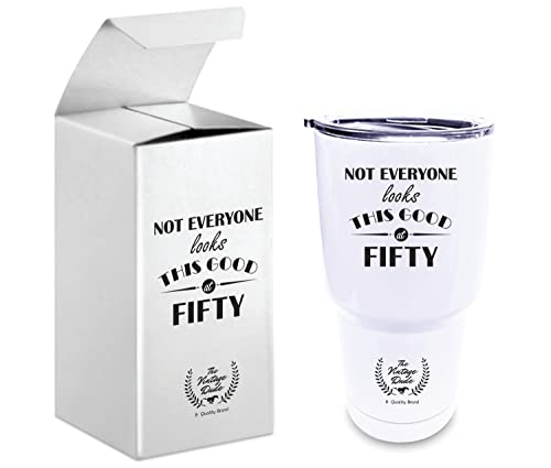 50th Birthday White Tumbler, 50th Birthday Gifts Tumbler, Fifty Birthday Gift Tumbler, Dads Fifty Birthday Gift, Dads 50th Birthday Gift, 50th Birthday Gift for Dad, 50th Birthday Gifts. by TheVintageDude - Used condition - CA$12.49