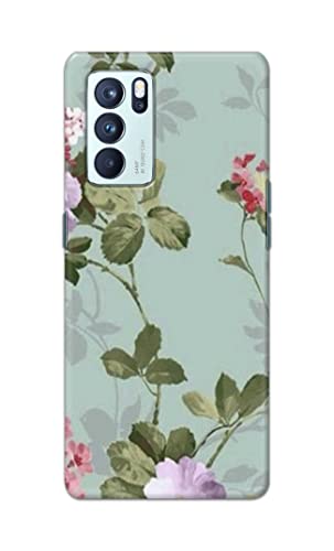Image of Printed Hard Back Cover Case for Oppo Reno6 Pro 5G Back Cover (Floral Painting) -203