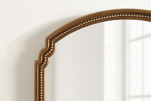 Image of Kate and Laurel Lockland Vintage Beaded Arch Wall Mirror, 24 x 36, Gold, Traditional Vintage Arched Bathroom Mirror for Over Sink for Use as Living Room Wall Decor