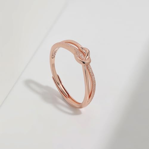 Bague nœud argent sterling 925 bagues ajustables plaquées or - 4