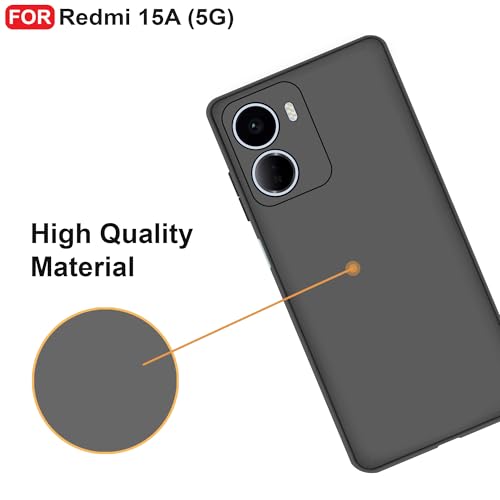 Image of CEDO Back Cover for Redmi 15A (5G) | Camera Bump Protection & Inner Velvet Fabric Lining | Ultra Slim Matte Soft Rubberised Case Cover (Black)