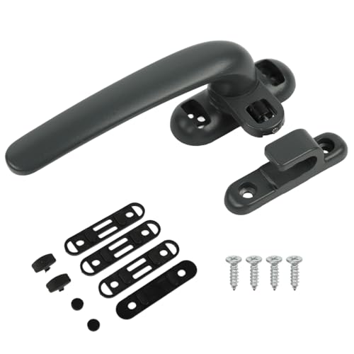 Image of HASTHIP Aluminum Alloy Casement Window Lock Kit with Left Handle Replacement Aluminium Window Handle (Grey Pack of 1)