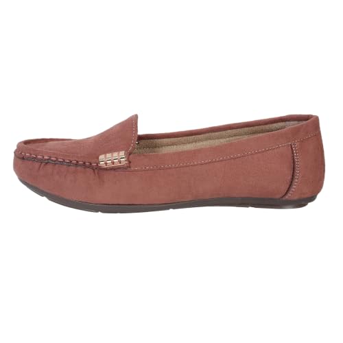 Image of CatBird Women's Suede Finish Loafers | Slip-On Flat Shoes with Minimal Metal Detail | Soft Cushioned Footbed and Flexible Grip Sole | Ideal for Office, Everyday Wear, Travel and Casual Outings