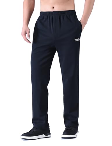 Zoulee Men's Front Zip Open-Bottom Sports Pants Sweatpants Trousers4