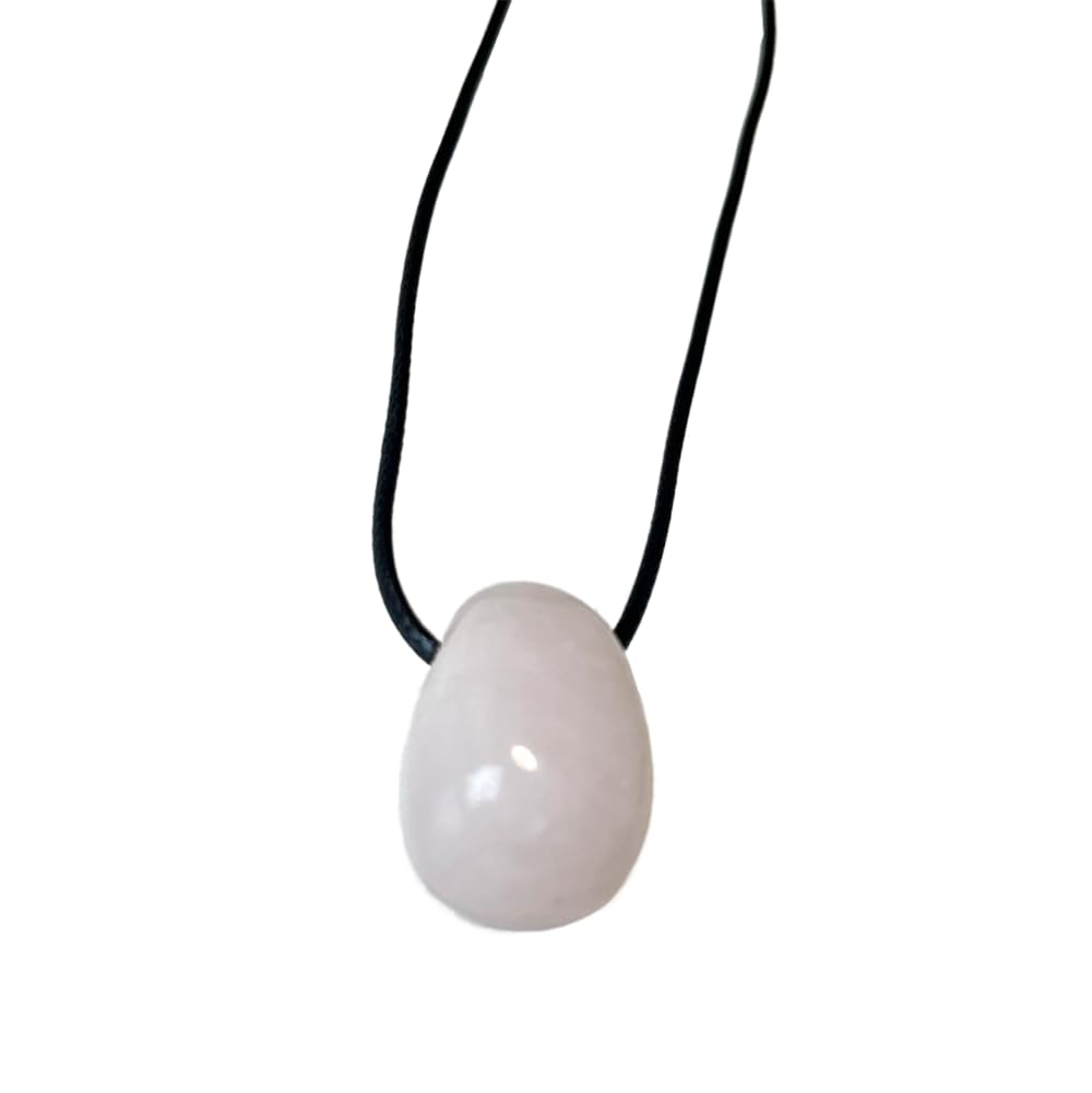 VIE Tumbled Pendant, Black Cord, Rose Quartz
