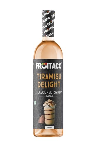 Image of Fruitaco Tiramisu Syrup: Rich and Decadent Coffee-Flavored Syrup for Mocktails, Cocktails, Desserts, and Baking, Packaged in a 750ml Bottle